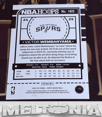 Victor Wembanyama 2024-25 Hoops Premium Box Set 115/199 card, back