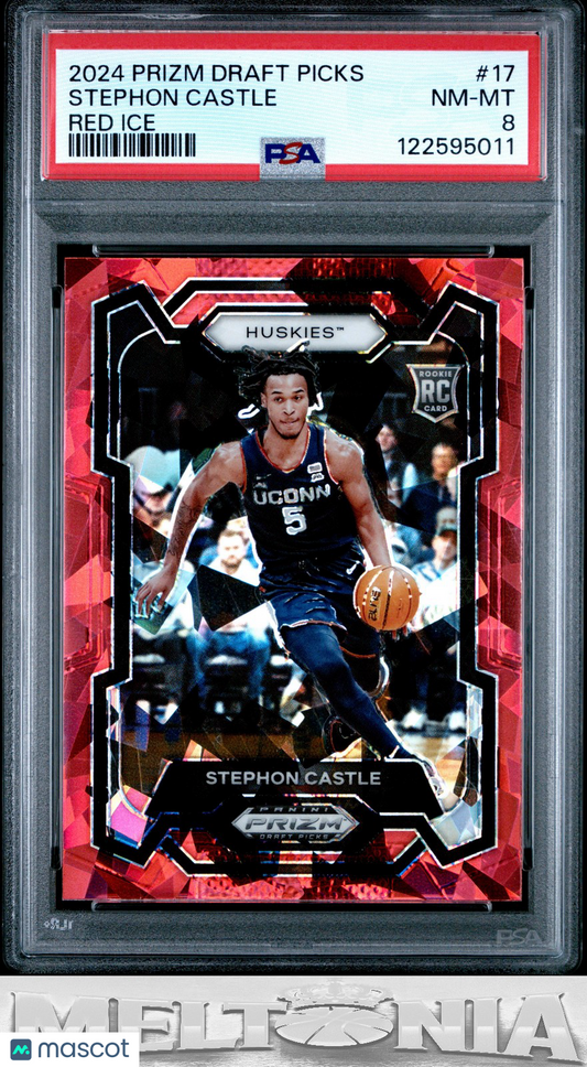 Stephon Castle 2024 Panini Prizm Draft Picks #17 Prizms Red Ice PSA 8 RC