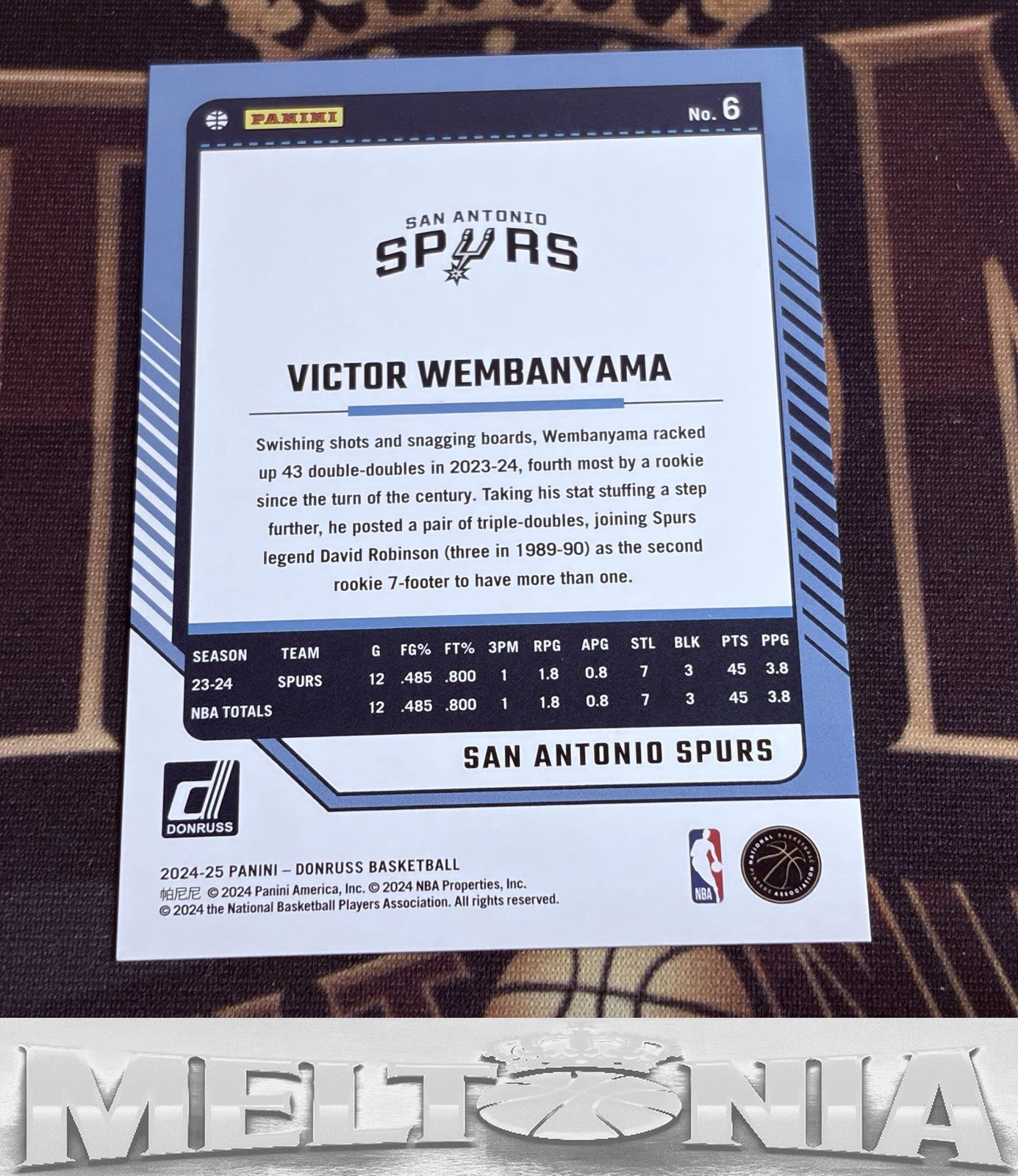 Victor Wembanyama 2024-25 Donruss #6 Holo Laser 041/149