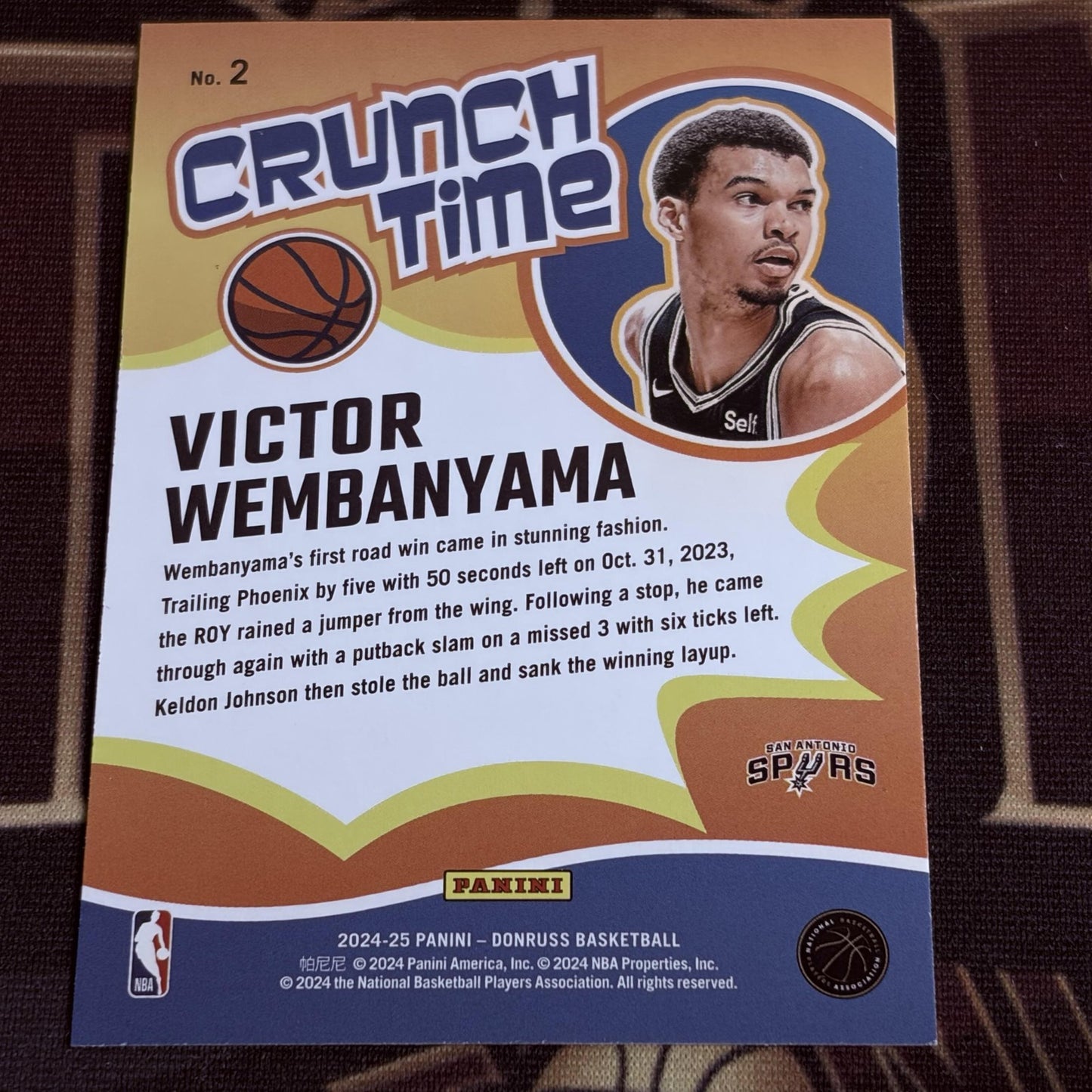 Victor Wembanyama 2024-25 Donruss #2 Crunch Time Press Proof Purple