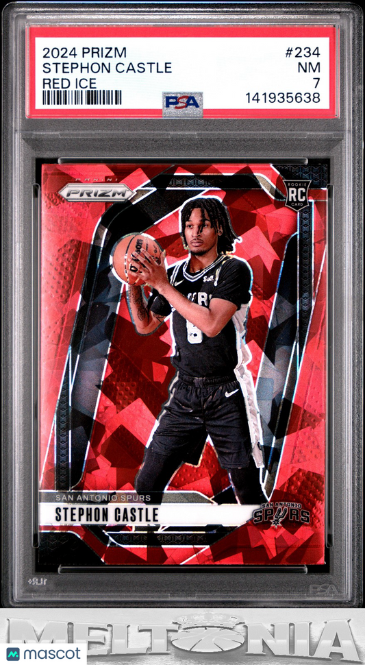 Stephon Castle 2024-25 Panini Prizm #234 Prizms Red Ice PSA 7 RC