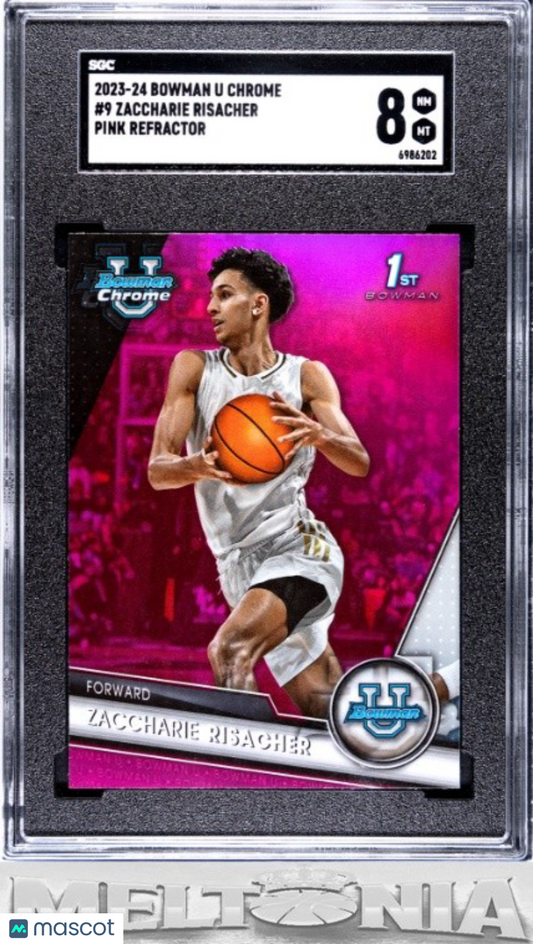 Zaccharie Risacher 2023-241st BowmanU Chrome #9 Pink Refractor SGC 8 RC