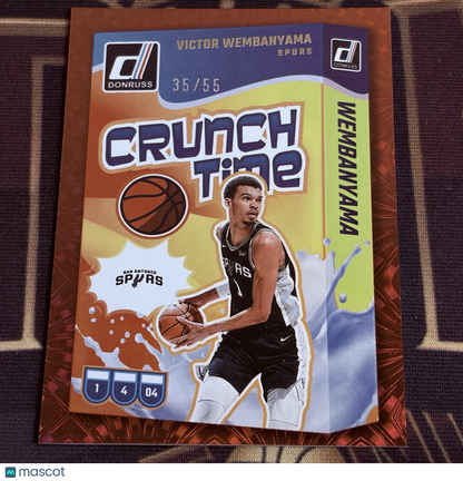 Victor Wembanyama 2024-25 Donruss Crunch Time Intl Red Fireworks 35/55 card