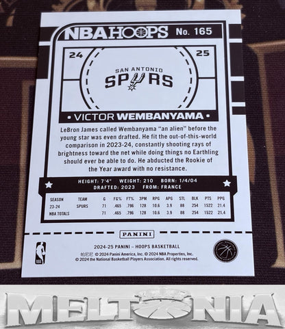 Victor Wembanyama 2024-25 Hoops Silver 028/199 card, back