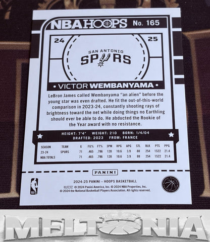 Victor Wembanyama 2024-25 Hoops Premium Box Set 181/199 card, back