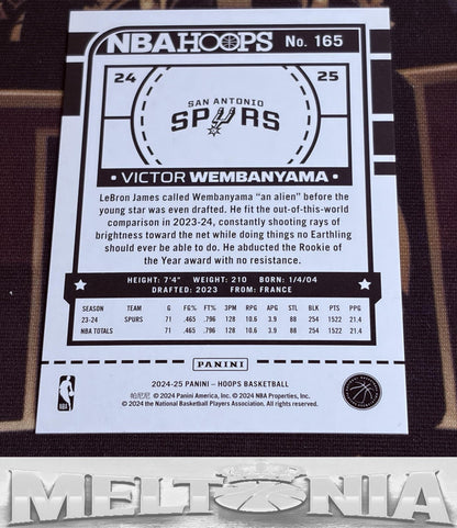 Victor Wembanyama 2024-25 Hoops Premium Box Set 081/199 card, back