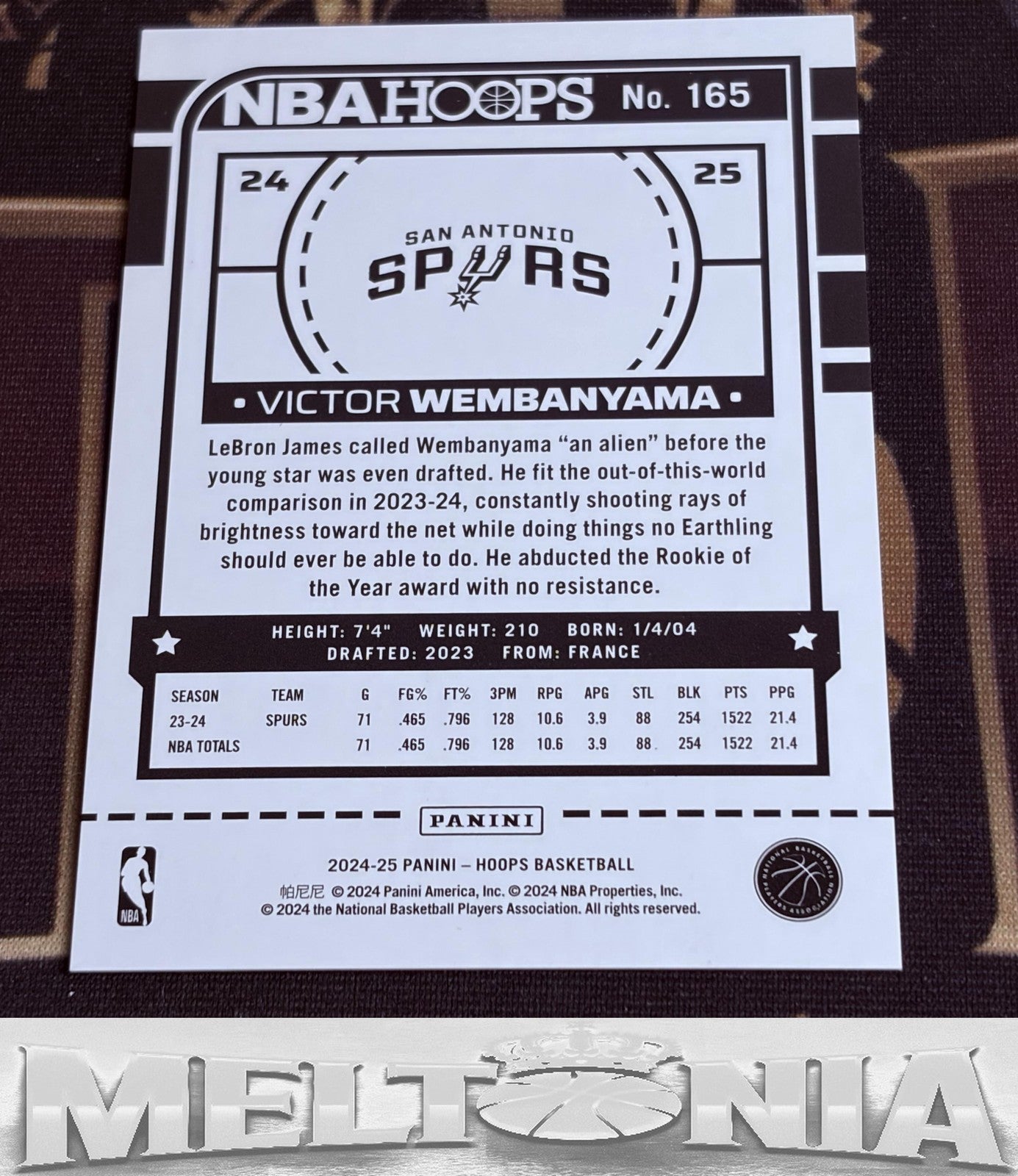Victor Wembanyama 2024-25 Hoops Winter #165 Blue Holo 35/88