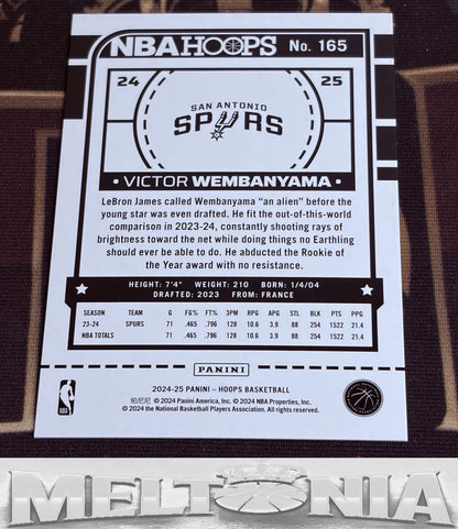 Victor Wembanyama 2024-25 Hoops Premium Box Set 104/199 card, back
