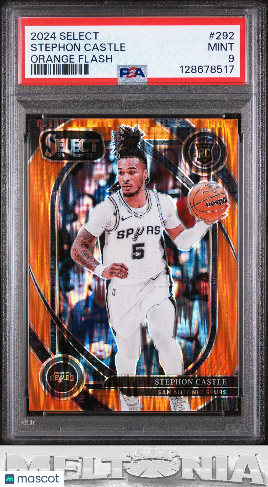 Stephon Castle 2024-25 Panini Select #292 Orange Flash Prizm PSA 9 RC
