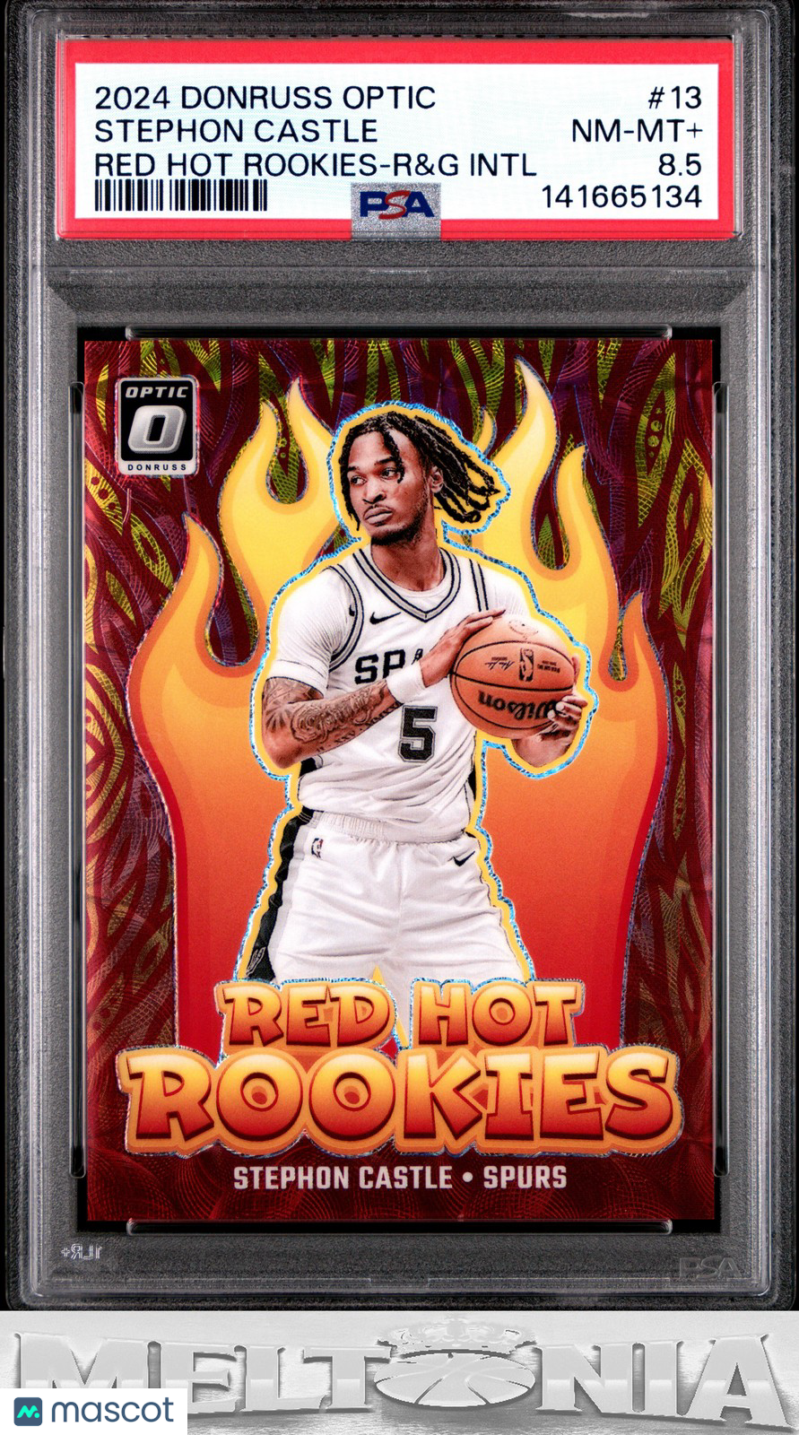 Stephon Castle 2024-25 Donruss Optic #13 Red Hot Rookies R&G Intl 55/99 RC PSA