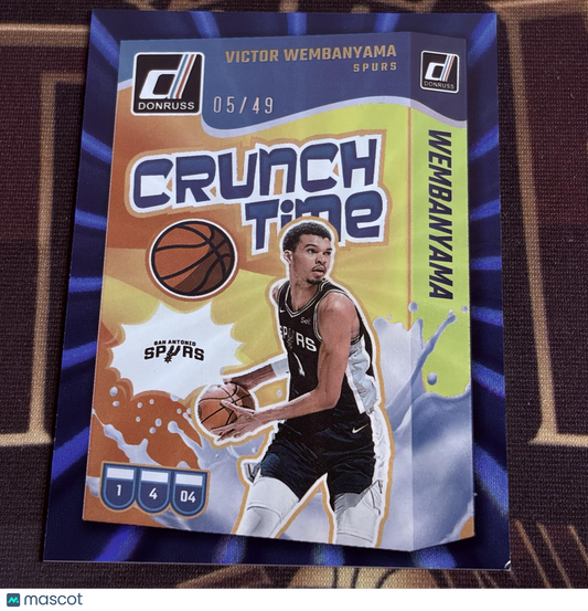 Victor Wembanyama 2024-25 Donruss #2 Crunch Time Holo Blue Laser 05/49