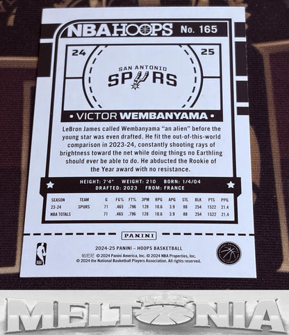 Victor Wembanyama 2024-25 Hoops Winter Purple card, back