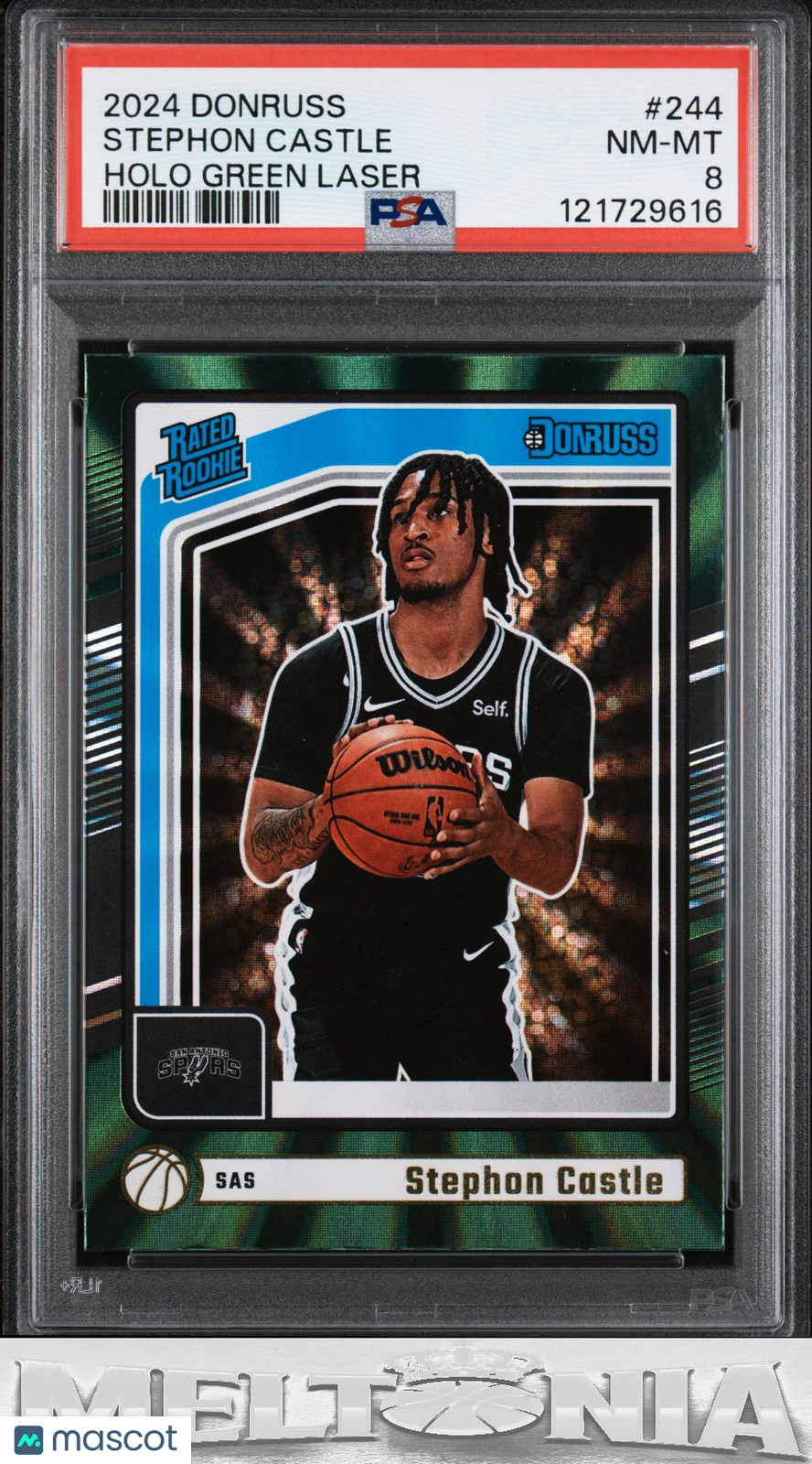 Stephon Castle 2024-25 Donruss #244 Holo Green Laser PSA 8 RC