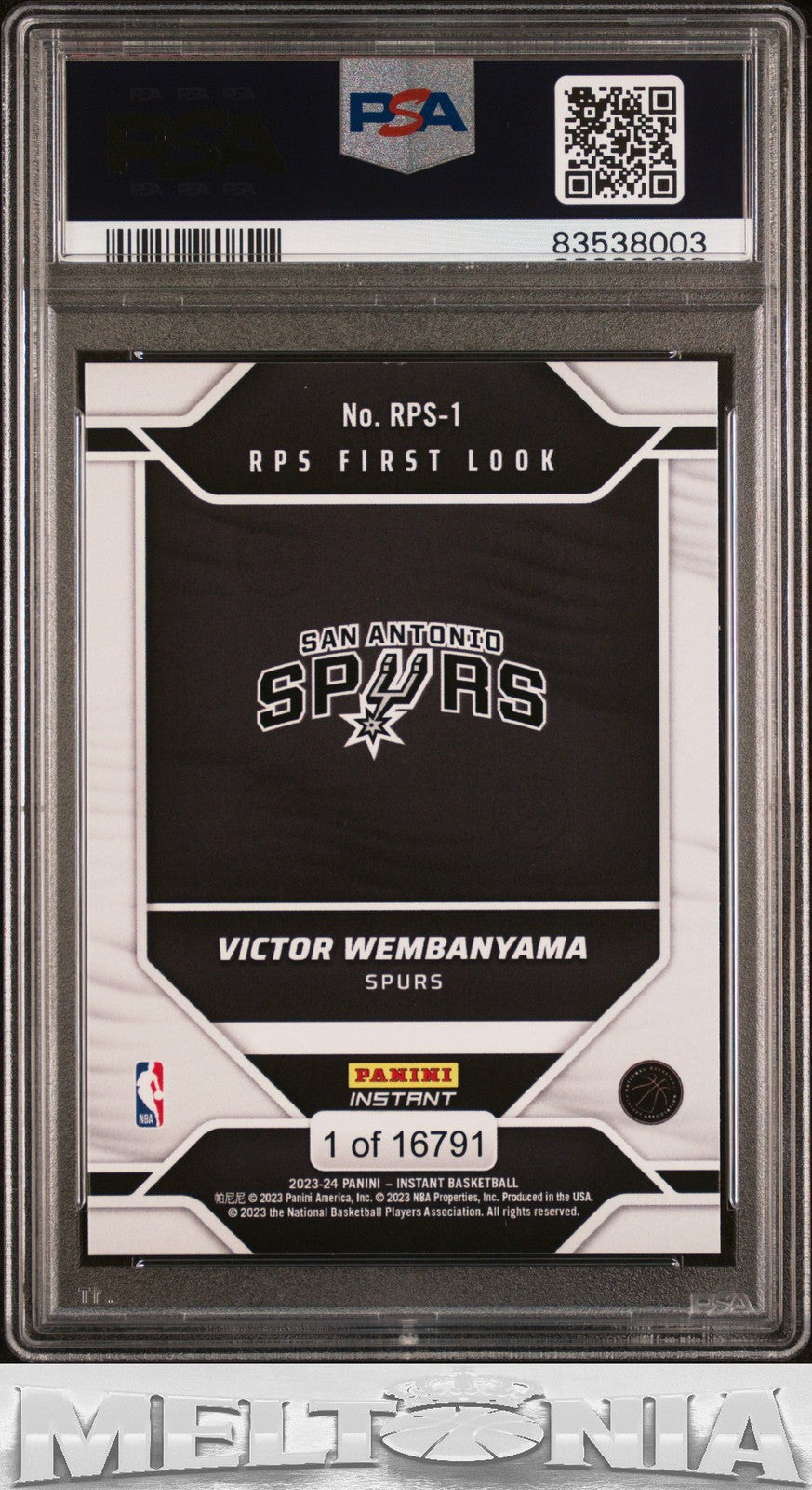 Victor Wembanyama 2023-24 Panini Instant NBA RPS First Look #RPS-1 PSA 8 RC