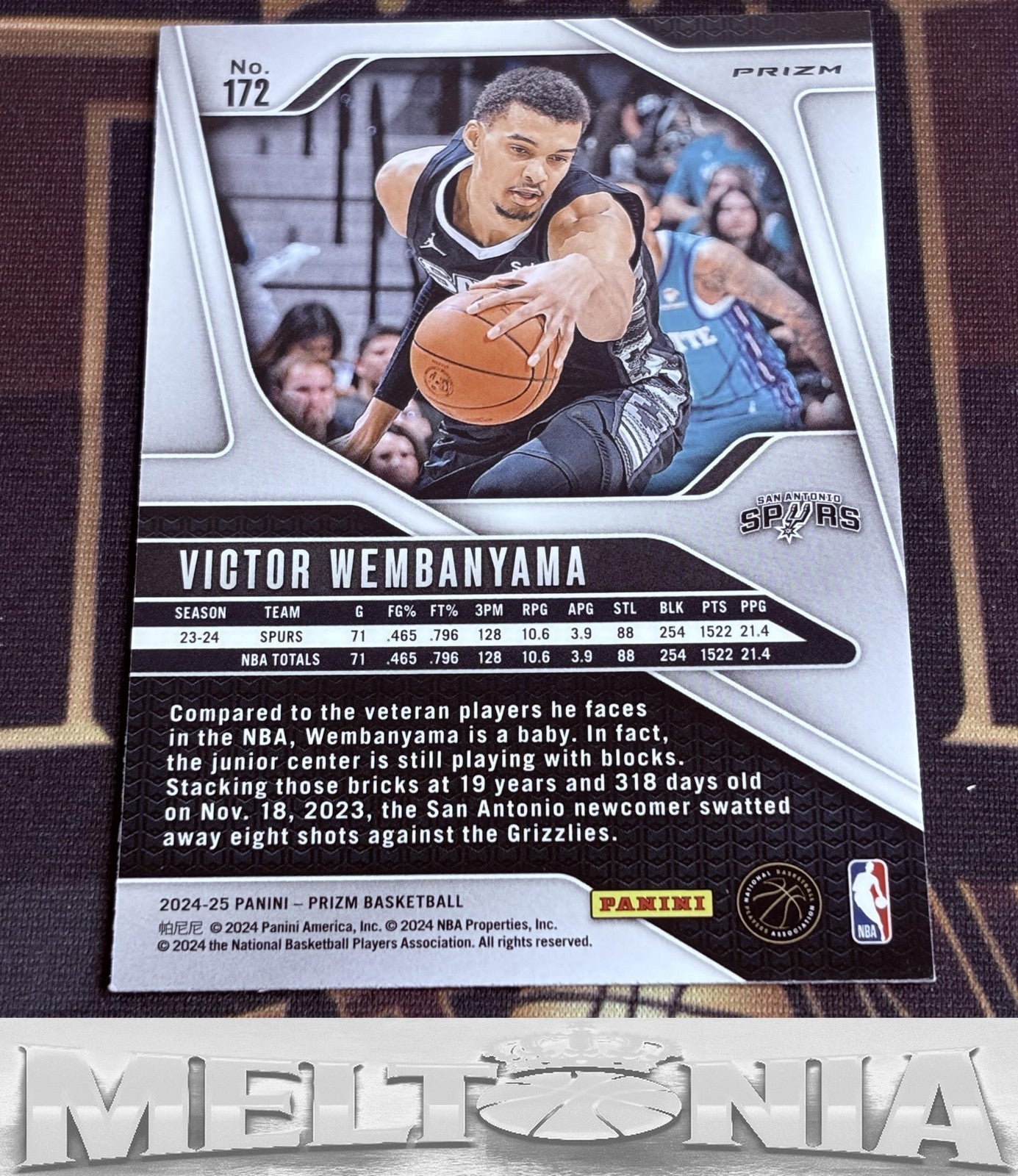 Victor Wembanyama 2024-25 Panini Prizm #172 Prizms Hyper