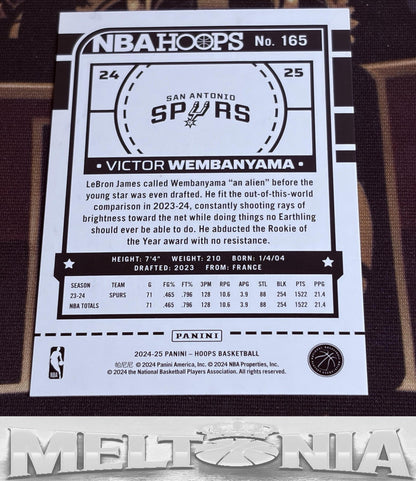 Victor Wembanyama 2024-25 Hoops Green 51/99 card, back