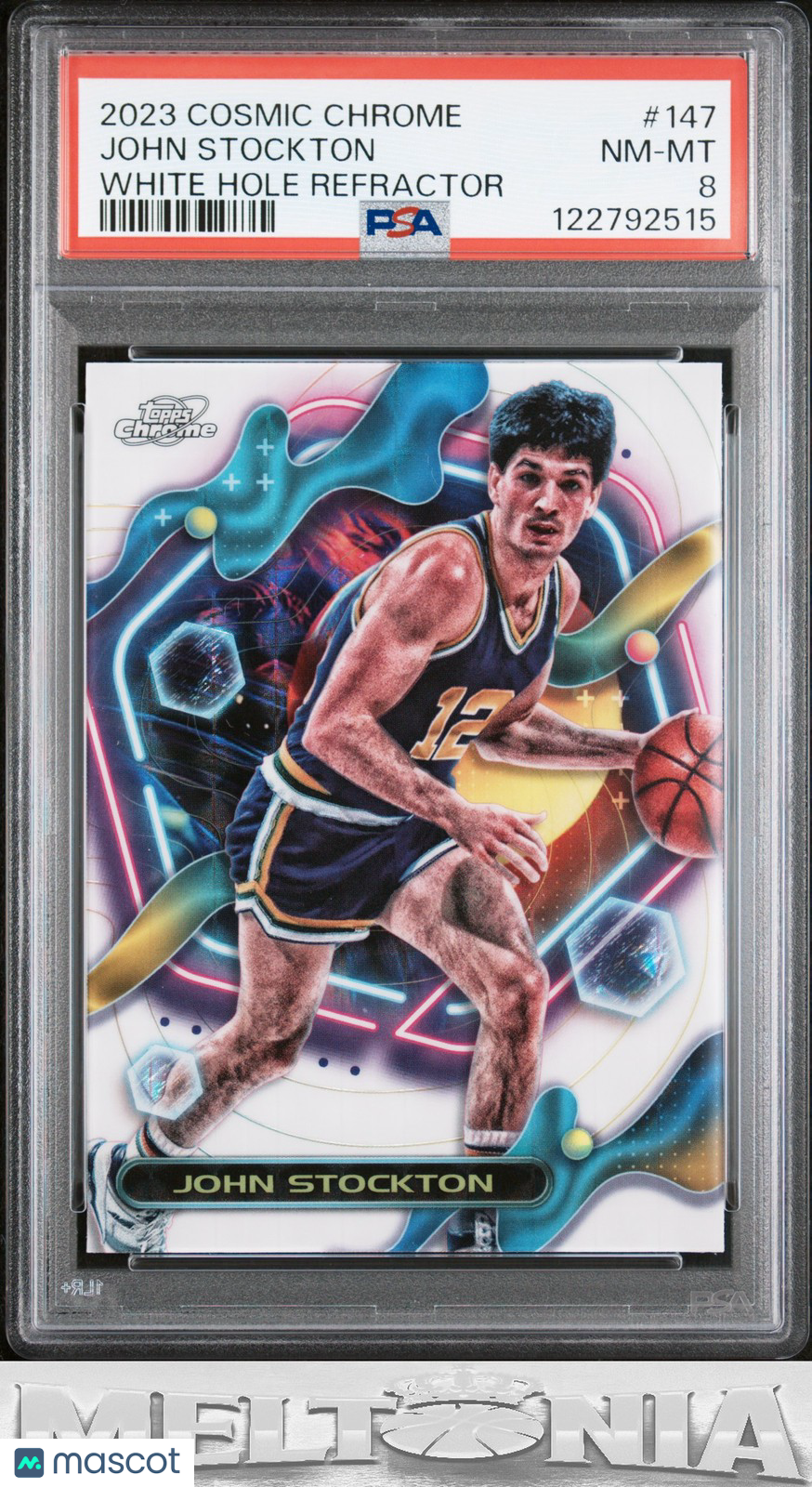 John Stockton 2023-24 Topps Chrome Cosmic #147 White Hole Refractors PSA 8