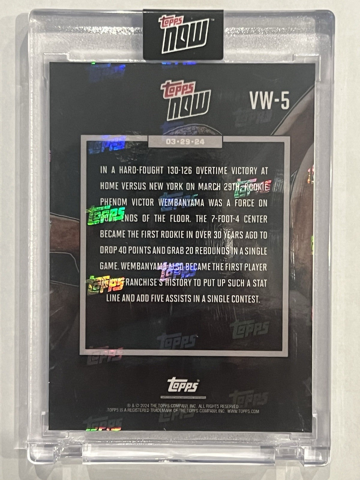 2023-24 Topps Now Victor Wembanyama #VW-5 RC Rookie 40/20