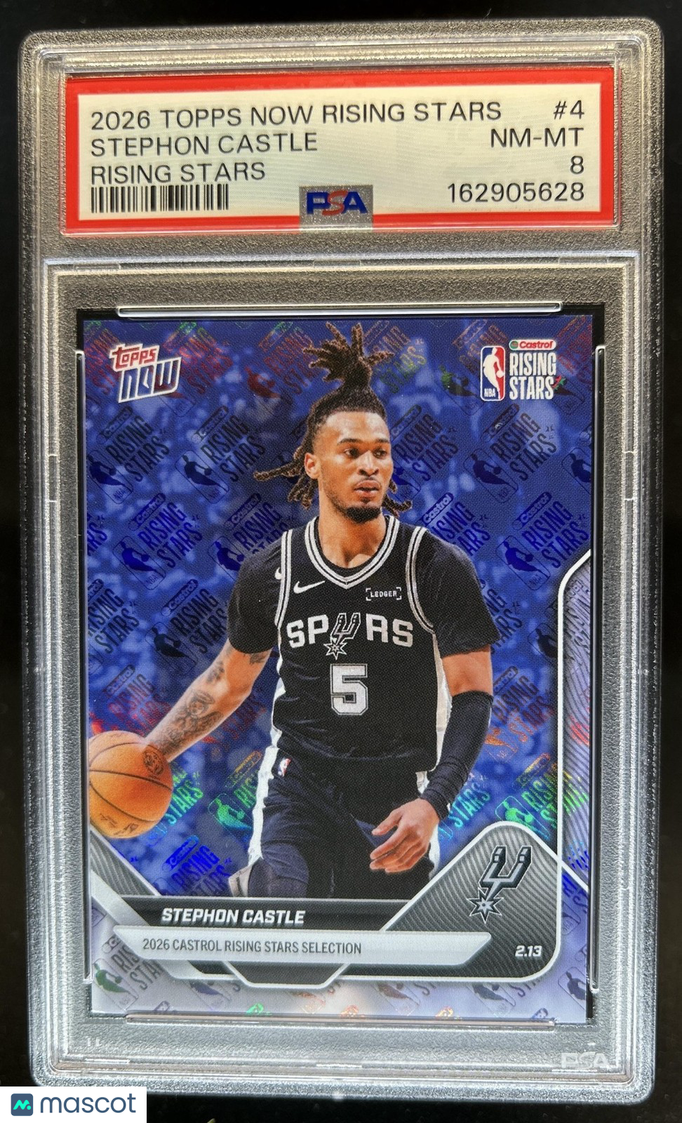 2026 Topps Now Castrol Rising Stars Stephon Castle #4 Holo Foil Spurs PSA 8