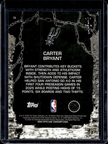 2025-26 Topps Chrome Cactus Jack Carter Bryant Purple Mini-Diamond /75 back