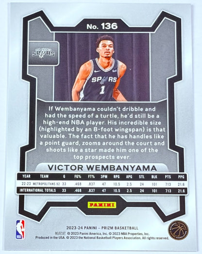 2023 Panini Prizm Victor Wembanyama #136 Nicely Centered Rookie Base Set RC