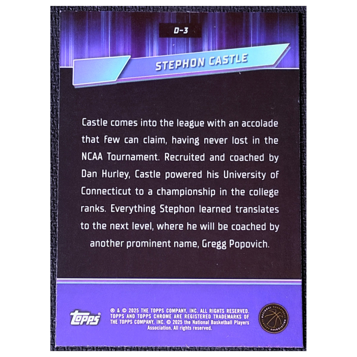 2025 Topps Chrome Destiny Stephon Castle #D-3 RC