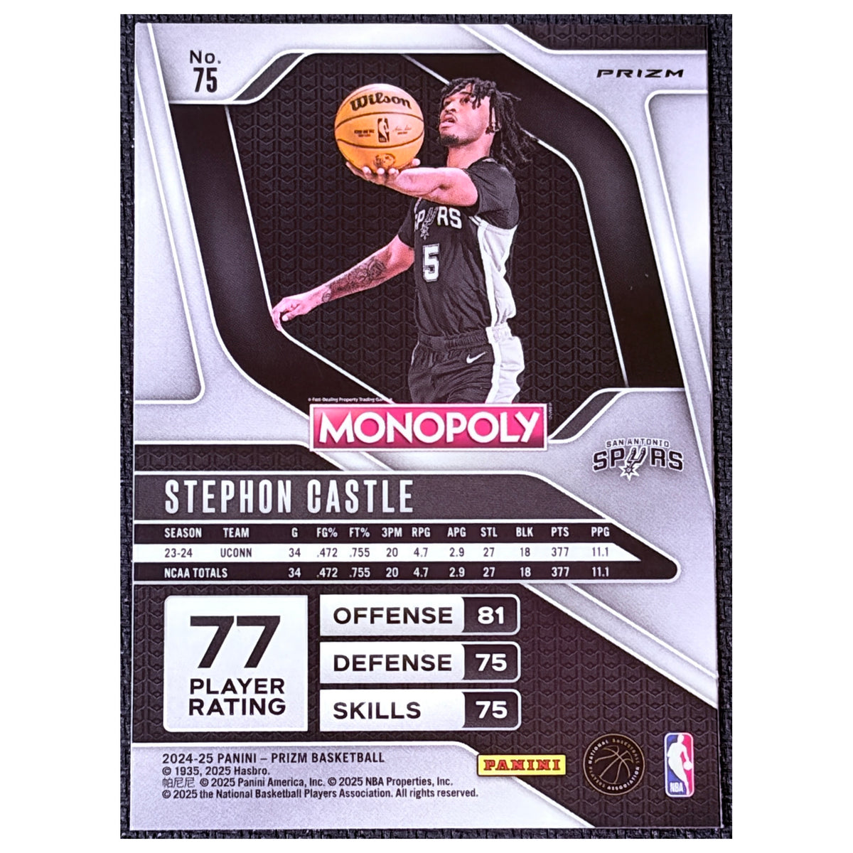 2025 Panini Prizm Monopoly Stephon Castle #75 RC