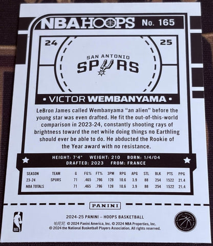 2024-25 Hoops Victor Wembanyama #165 Yellow Flood Low Pop Short Print Mint