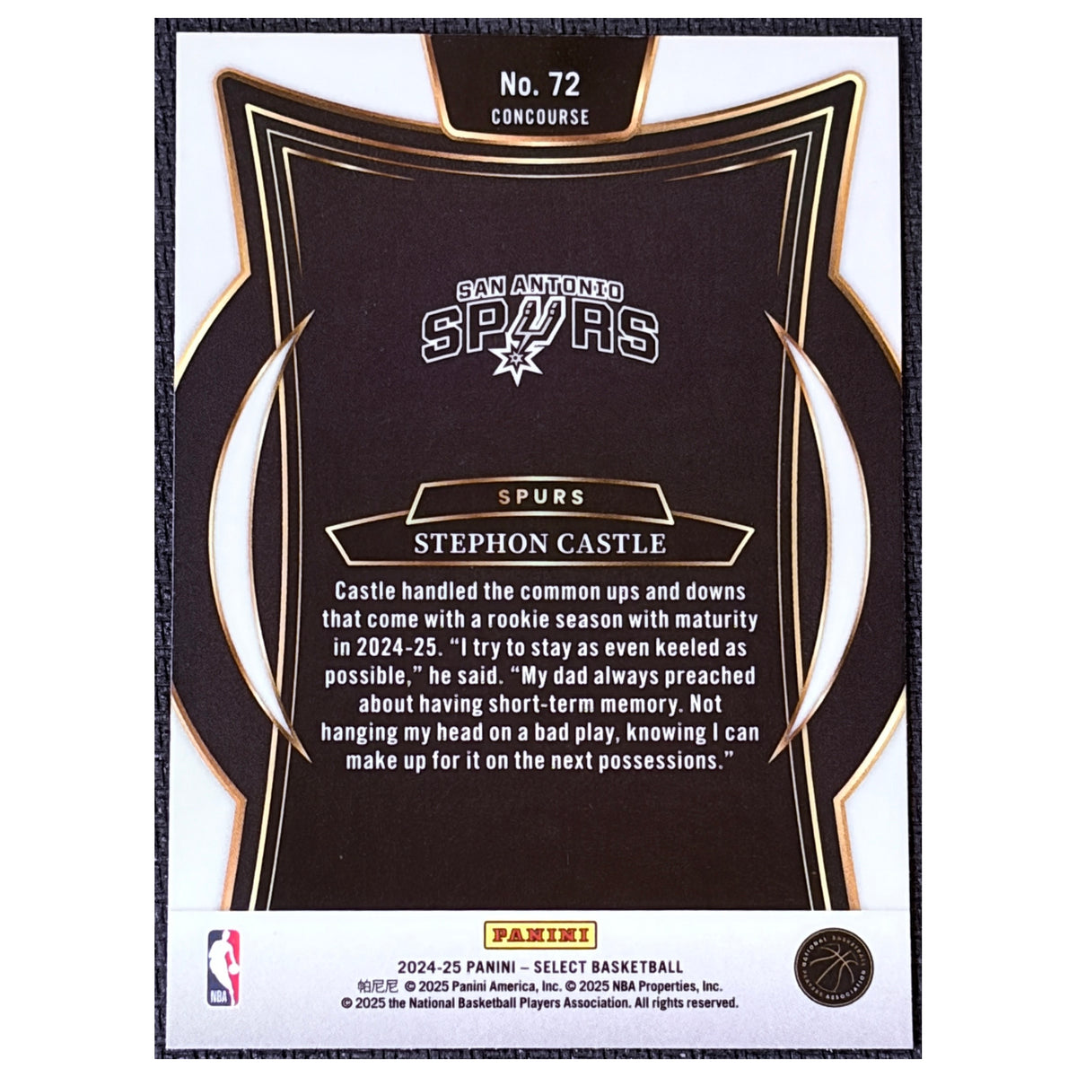 2025 Panini Select Concourse Stephon Castle #72 RC