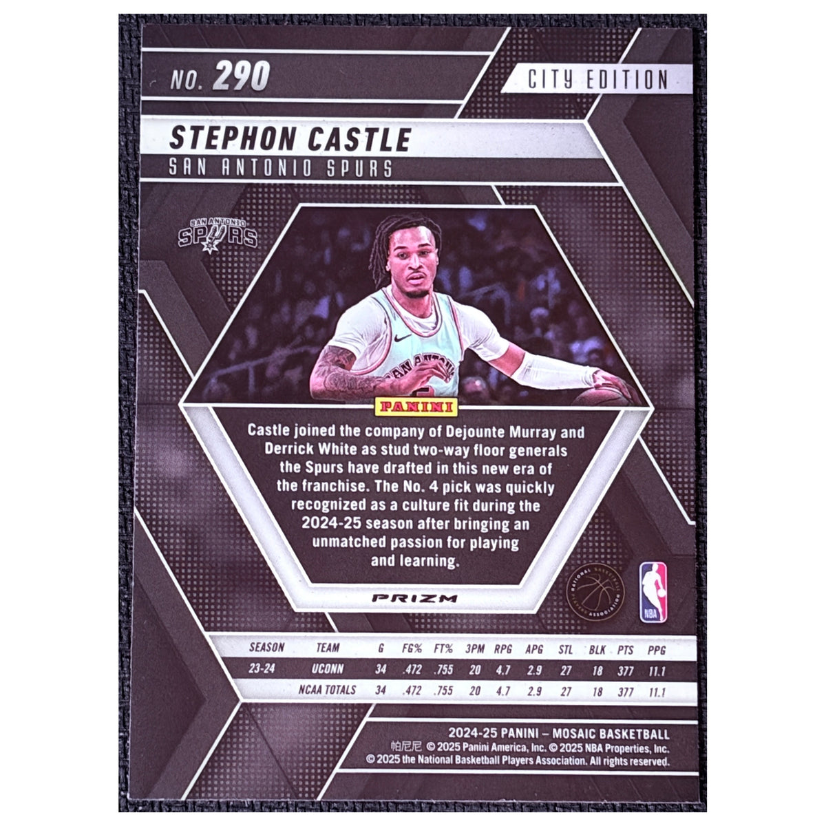 2025 Panini Mosaic City Edition Stephon Castle #290 RC