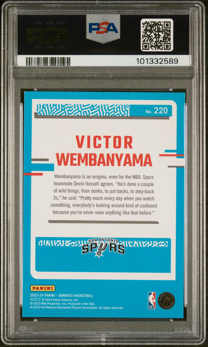 2023 Donruss Victor Wembanyama #220 Short Print Red Prizm Rookie RC PSA 9