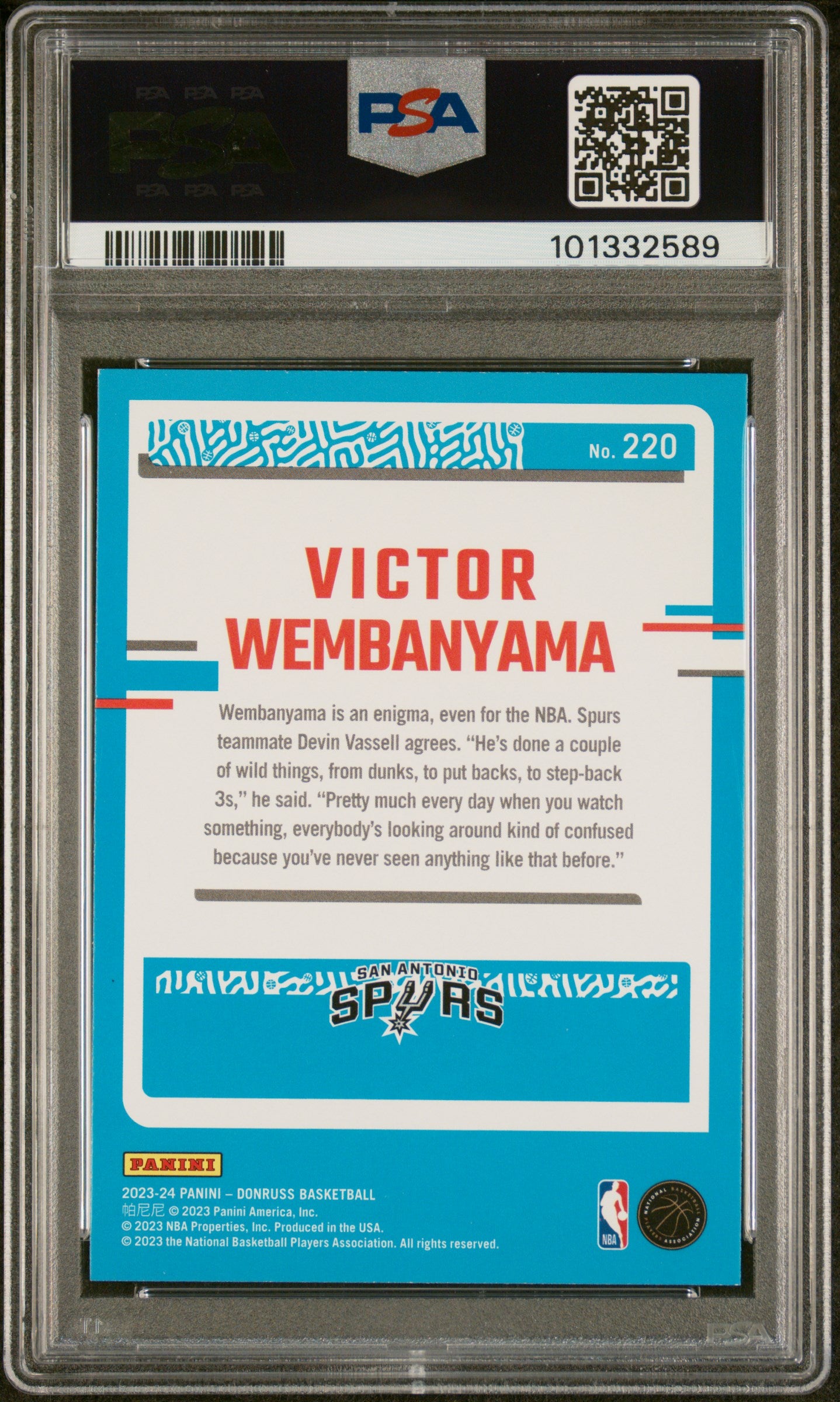 2023 Panini Donruss Victor Wembanyama #220 Red Prizm SP Mint Rookie RC PSA 9