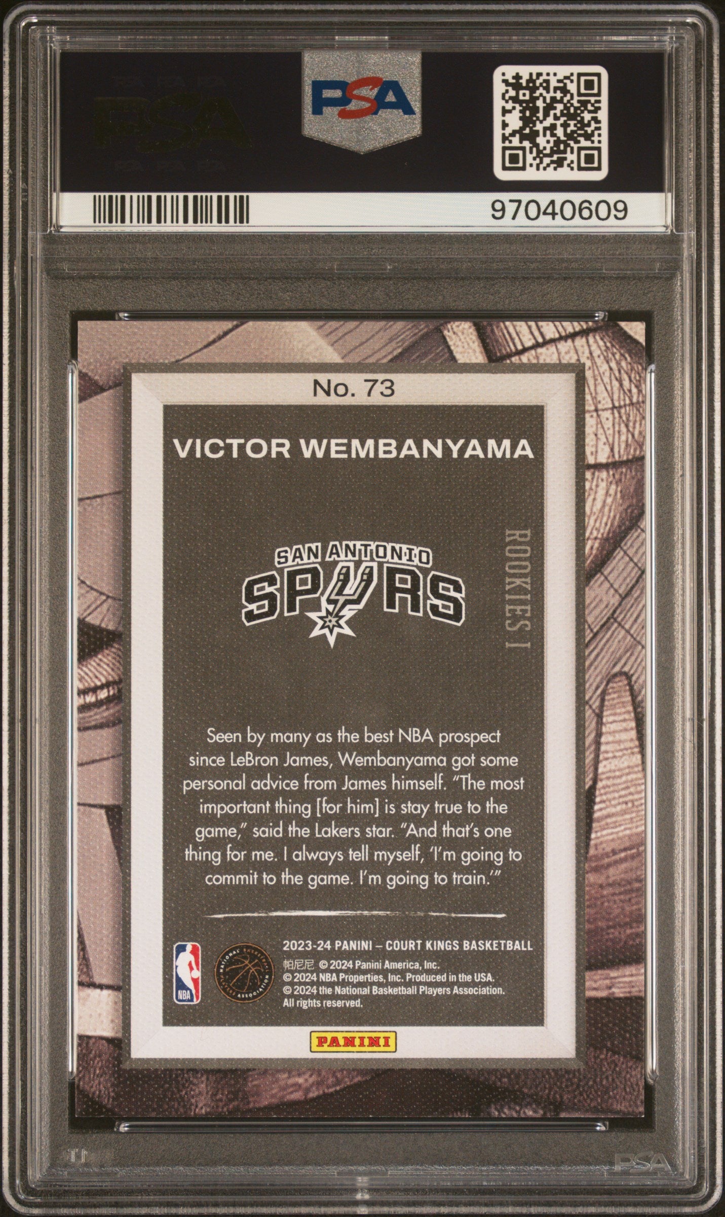 Victor Wembanyama 2023-24 Panini Court Kings #73 PSA 9 RC