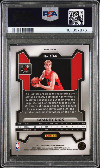 Gradey Dick 2023-24 Panini Prizm #134 Prizms Silver PSA 9 RC