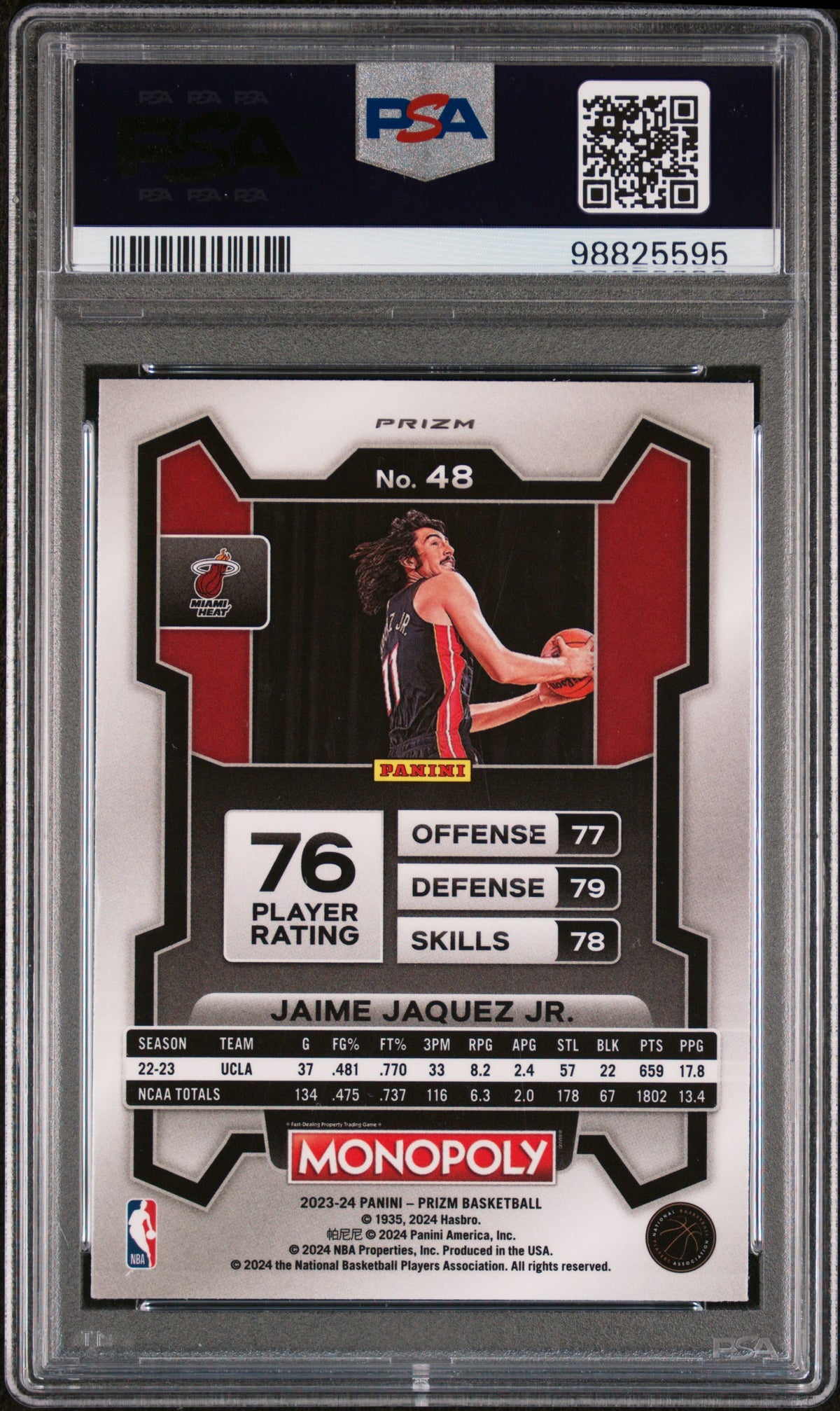 2023 Panini Prizm Monopoly Jaime Jaquez JR. #48 RC PSA 9