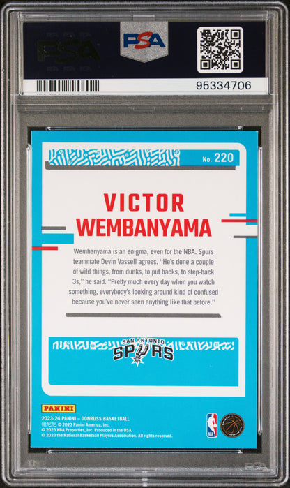 2023-24 Donruss Victor Wembanyama #220 PSA 9 back