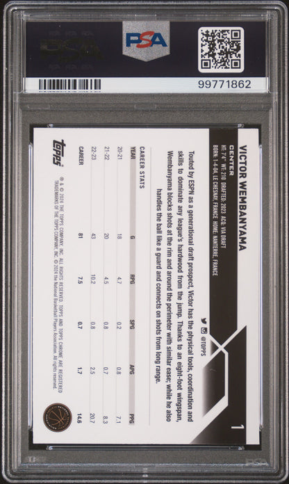 2023 Topps Chrome Victor Wembanyama #1 RC NM Mint Rookie PSA 7