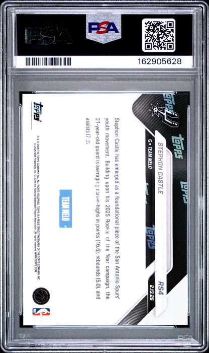 2026 Topps Now Rising Stars Stephon Castle #4 Holo Foil SP NM/Mint PSA 8 Spurs