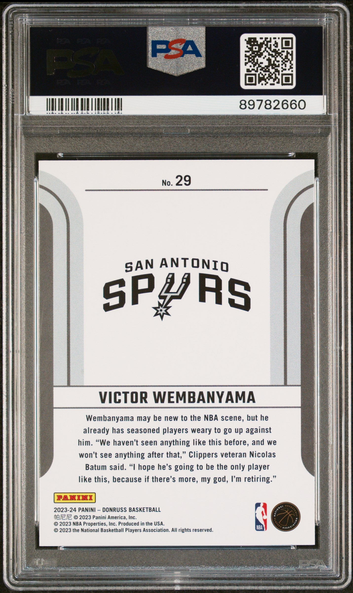 Victor Wembanyama 2023-24 Donruss #29 Franchise Features PSA 9 RC