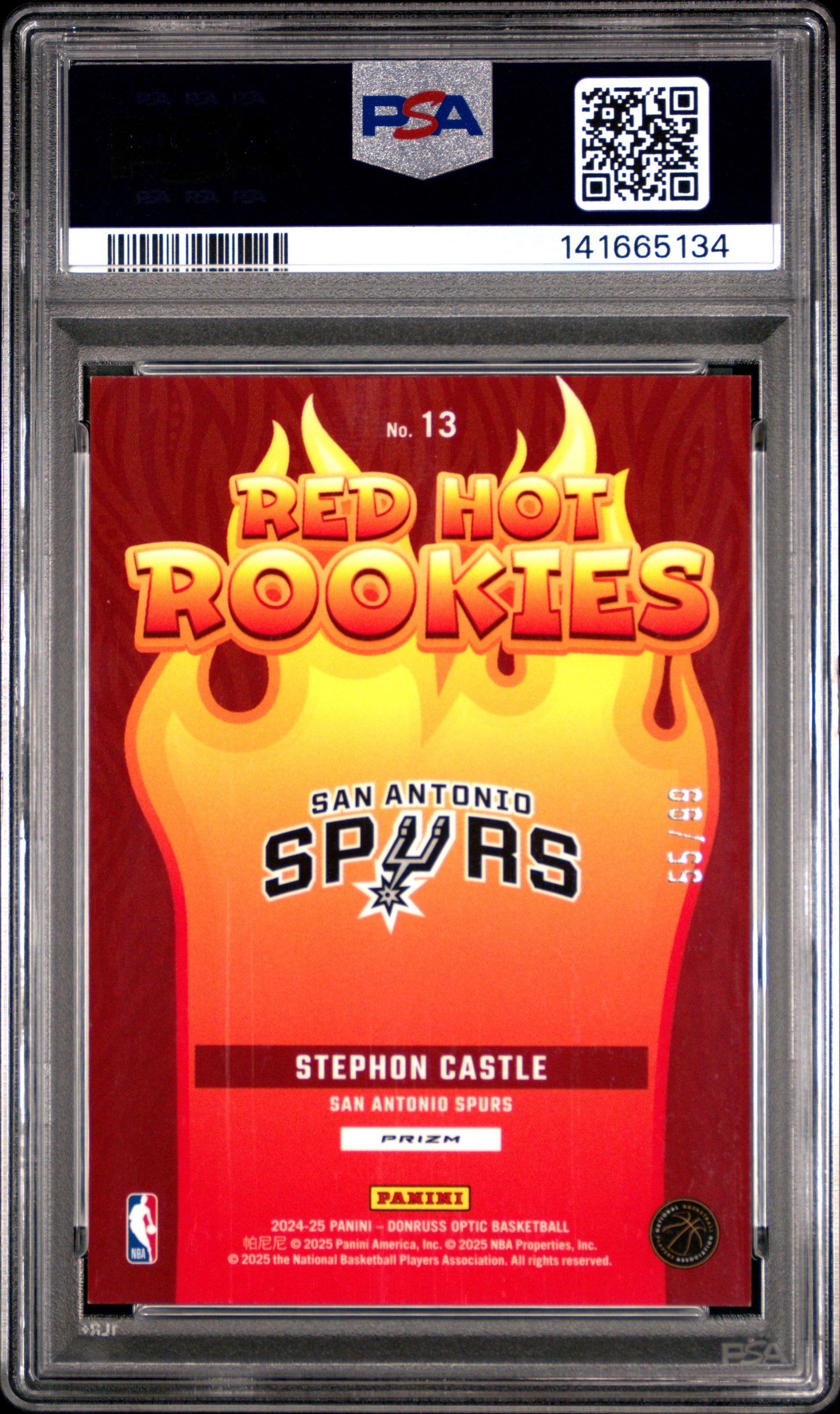 Stephon Castle 2024-25 Donruss Optic #13 Red Hot Rookies R&G Intl 55/99 RC PSA