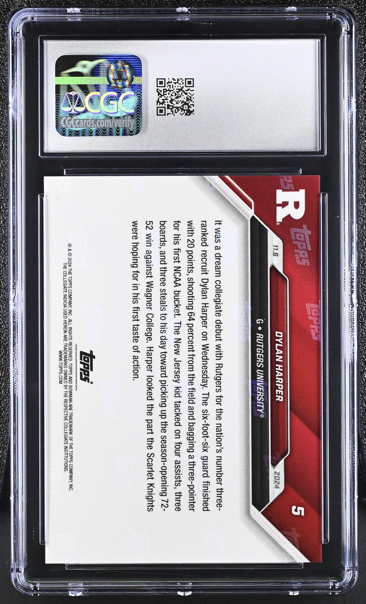 2024-25 Bowman U Now Dylan Harper #5 Gem Mint SP CGC 10 /3268 Rutgers SK