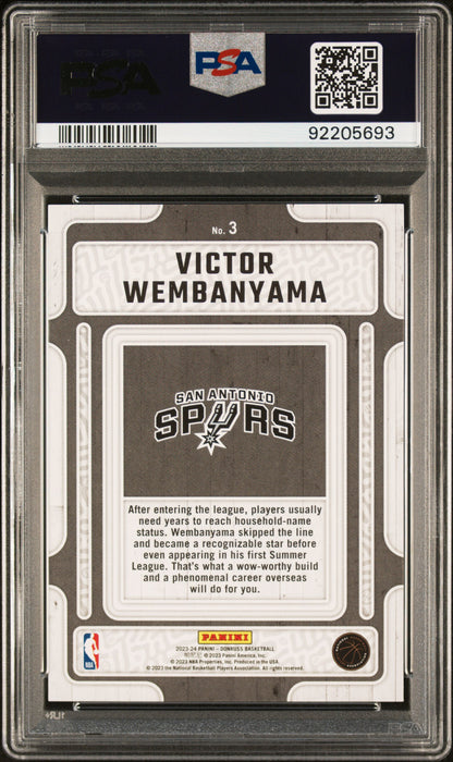 Victor Wembanyama 2023 Panini Donruss Hardwood Masters rookie card, PSA 9, back