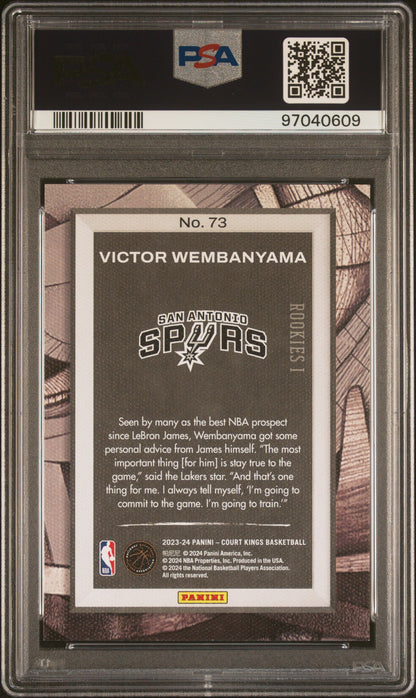 2023-24 Panini Court Kings Victor Wembanyama #73 PSA 9 back
