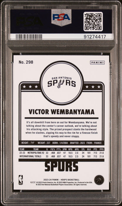 2023 Hoops Victor Wembanyama #298 RC Rookie PSA 9