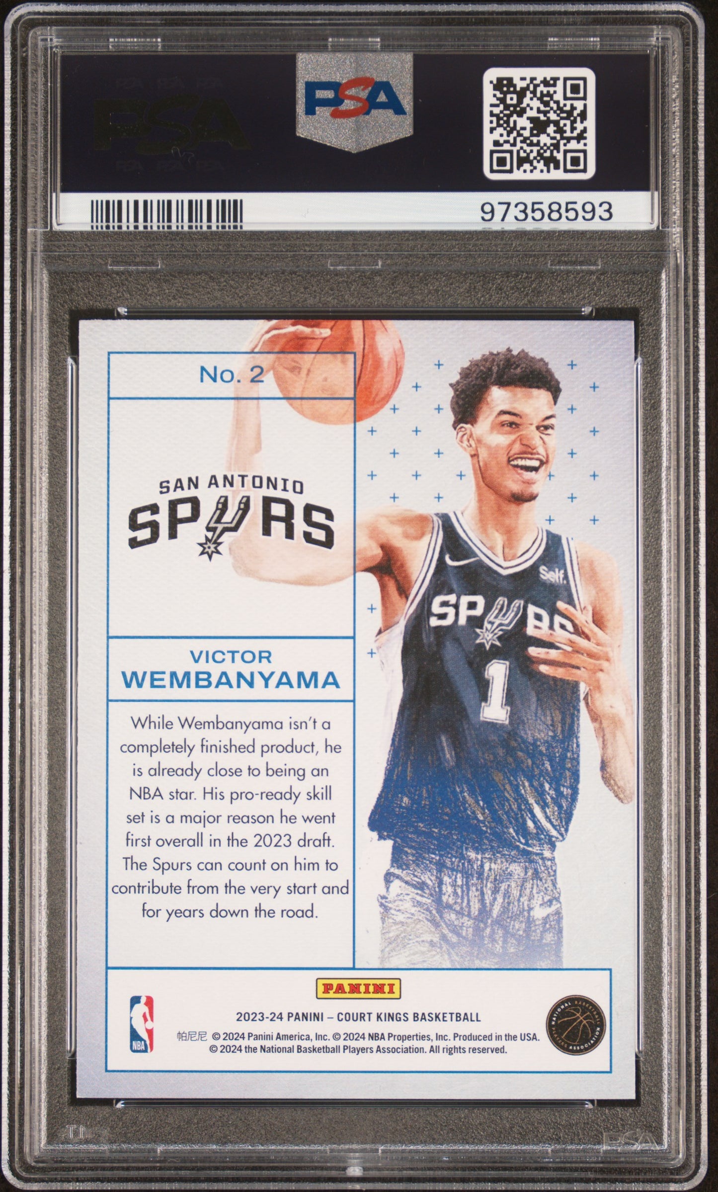 Victor Wembanyama 2023-24 Panini Court Kings #2 Works in Progress PSA 9 RC
