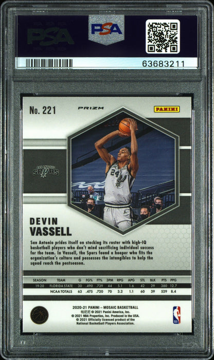 2020 Panini Mosaic Devin Vassell #221 Genesis RC Rookie PSA 10