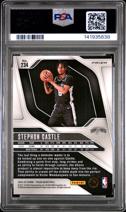 2024 Panini Prizm Stephon Castle #234 Red Ice Rookie PSA 7 RC Spurs