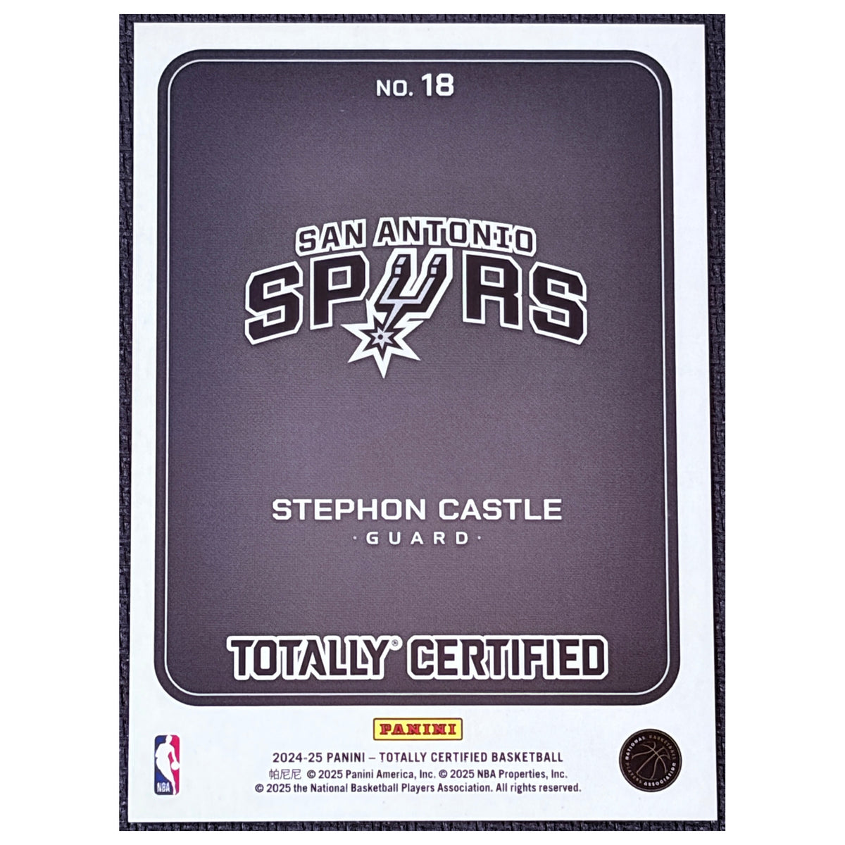 2025 Panini Totally Certified Action Packed Stephon Castle #18 RC