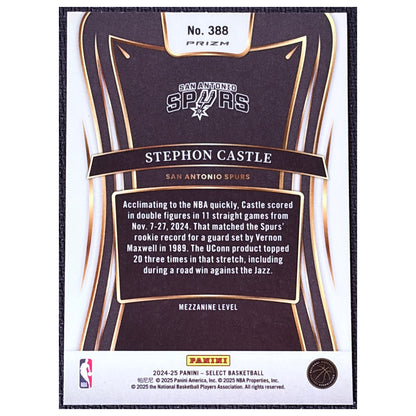 2025 Panini Select Prizm Mezzanine Level Stephon Castle #388 RC