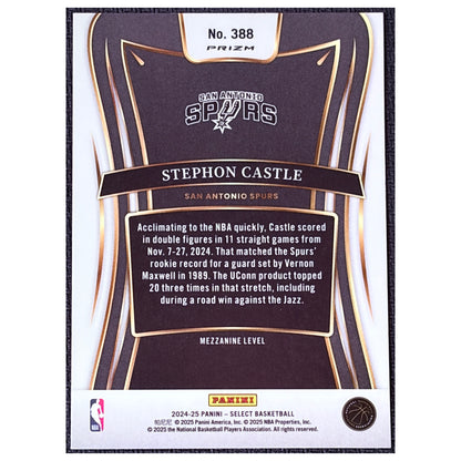 2025 Panini Select Prizm Mezzanine Level Stephon Castle #388 RC
